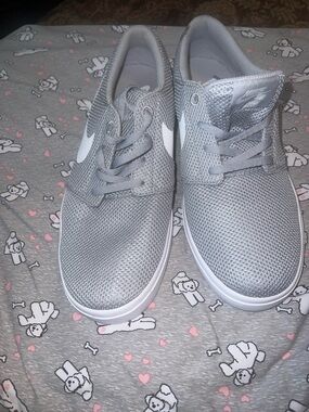 Nike Gray Mesh Trainers with White Swoosh